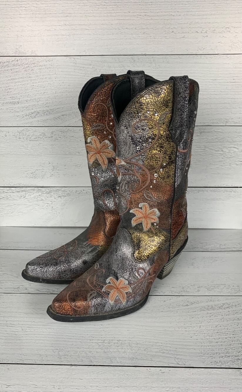 Durango Crush Women's 8 M Cowboy Floral Embroidered Rhinestone Western Boots